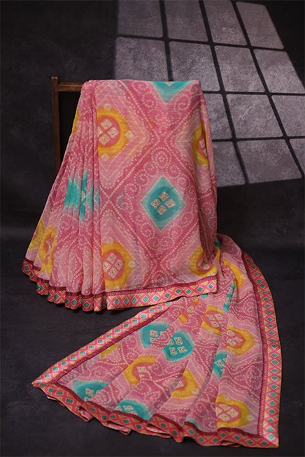 Stunning Roseo Rang Pink Bandhini Silk Saree with Modern Appeal